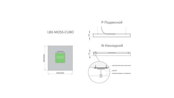 Светодиодный светильник RVE-LBX-MOSS-CUBO-2