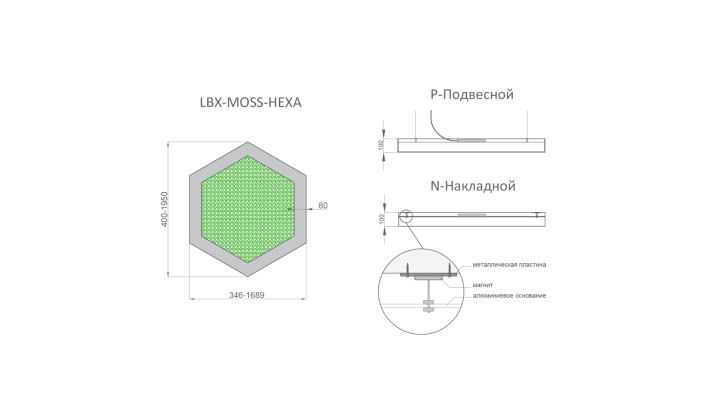 Светодиодный светильник RVE-LBX-MOSS-HEXA-1
